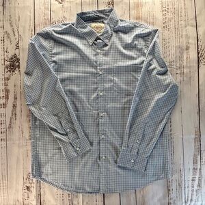 St. John’s Bay Men’s XL Shirt | Light Blue & White Squares | Classic Fit